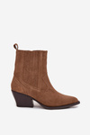 Suede Cowboy Ankle Boots Women's Heeled Insulated Camel Dylira