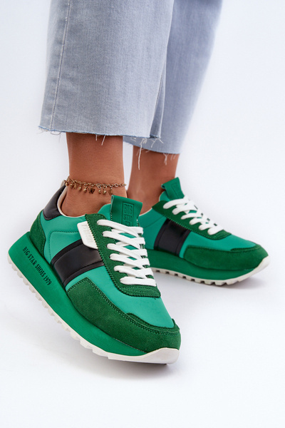 Sneakersy Damskie Platforma Zielone Memory Foam System Big Star NN274501