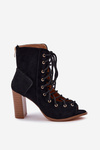 Heeled Sandals With Shaft And Lacing Black Ivelseki