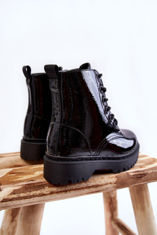 Children's Boots Lacquered With a Zipper Black Julie
