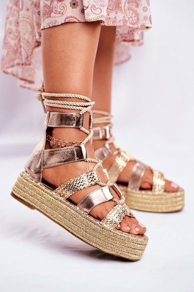 Women’s Sandals On Platform Espadrilles Gold Eromica