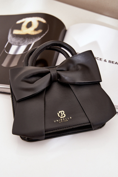 Eko Skórzana Mała Torebka Z Kokardą Czarna Nesehe