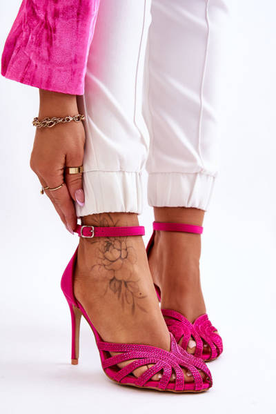 Fashion High Heels With Rhinestones Fuchsia Jaylen