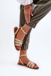Embellished Women's Flat Sandals in Beige Ianaera