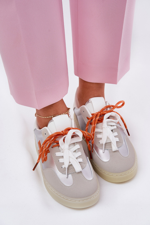 Buty Sportowe Damskie Niskie Srebrne Zelevelis
