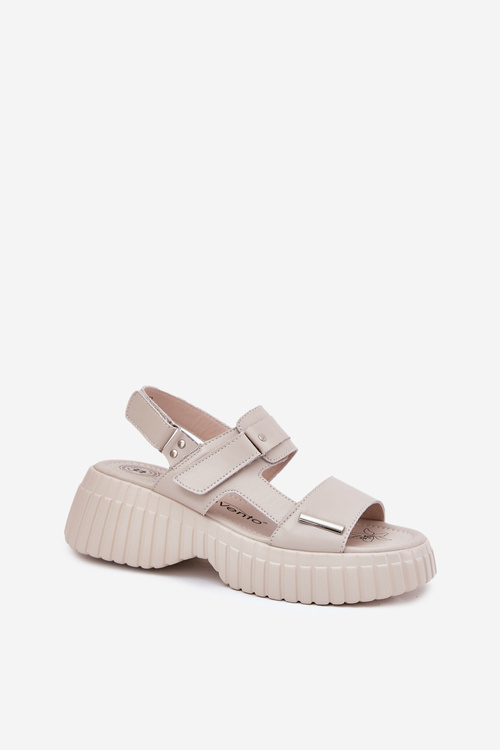 Leather Women's Platform Sandals Beige Mertella
