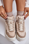 Damskie Sneakersy Z Futerkiem Typu Baranek Na Platformie Beżowe Lee Cooper LCJ-24-47-3146