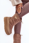 Women's snow boots on thick sole in dark beige Lureta
