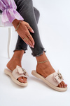 Women's Beige Slippers with Bow Arsicada