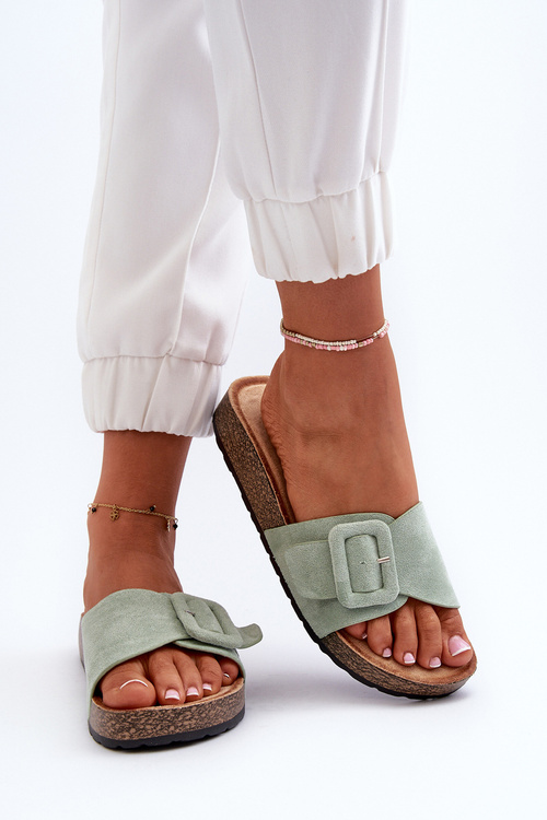Women's Slippers with Buckle Eco Suede Mint Laeltia