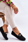 Classic Suede Loafers With Embellishments Black Arla