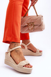 Classic Suede Wedge Sandals Beige Denisse