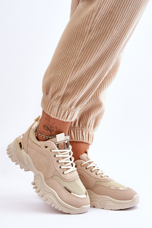 Buty Sportowe Klasyczne Platforma Beżowe Need It
