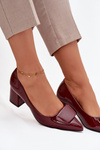 Patent Leather Heels with Decoration Bordeaux Isoline
