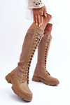 Flat Heeled Boots with Sock Dark Beige Itona