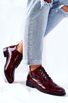 Leather High Half Shoes Maroon And Black Maniz