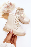 Children's Patent Leather Boots with Zipper Beige Tibbie