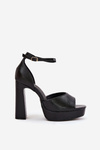 Ladies Sandals On Heel And Platform Eco Leather White Lomman