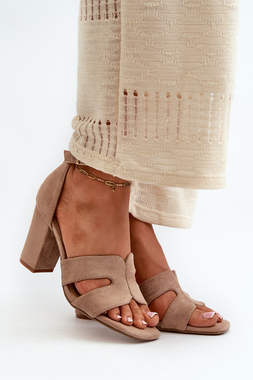 Fashionable Suede High Heels Sandals Camel Aubrey