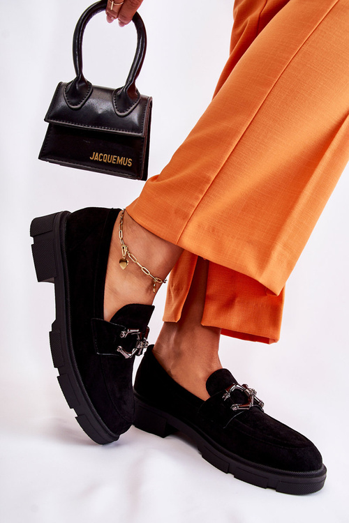 Suede Loafers With Decoration Black Janissa 
