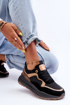 Fashionable Leather Women's Sports Shoes Black Calarene