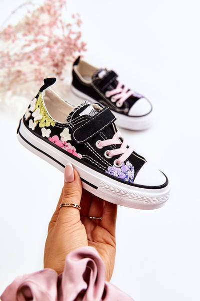 Children's Sneakers Fabric Print Black Buster