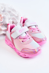 Sportowe Buty Dziecięce Skórzane Holo Biało-Różowe Loopsy