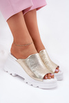 Leather Wedge Sandals Artiker 56C0435 Gold