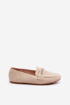 Women's Beige Faux Suede Loafers Ladite
