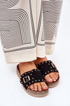 Women's Platform Sandals With Buckle And Studs Black Nusithia