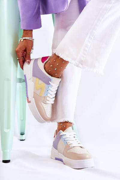 Women's Sport Leather Shoes Beige Francis