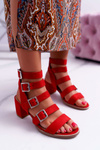 Women's Stiletto Sandals Gladiator Suede Red Nella