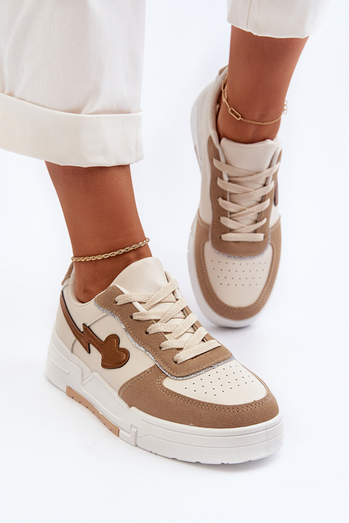 Sneakersy Na Platformie Damskie Beżowe Zeparine PC220
