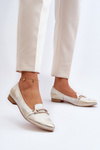 Leather Ballerinas with Zazoo 2885 Gold-White Embellishment