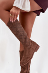 Women's Ankle Boots with Mesh Pattern on Flat Heel S Baraski HY52 534 Brown