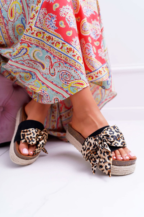 Vices Women's Flip Flops Black Leopard 6275