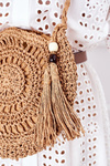 Braided Round Bag BRUNO ROSSI Camel