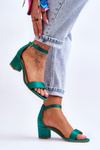 Satin Low Heel Sandals Green Juliet