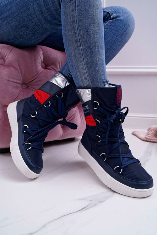 Women's Fleece Warmed Snow Boots Big Star Navy Blue EE274657