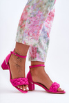 Women's Suede Sandals with a Braid Fuchsia Essenza 