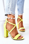 Suede High Heel Sandals Fluo Yellow Dance With Me