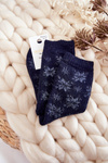 Women's Wool Socks In Snowflakes navy blue