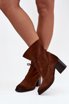 Leather Suede Women's Ankle Boots on Heel Zazoo 1151 Brown
