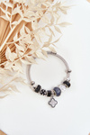 Steel Bracelet With Charms Silver-Black