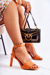 Women's Sandals On High Heel Orange Camellia
