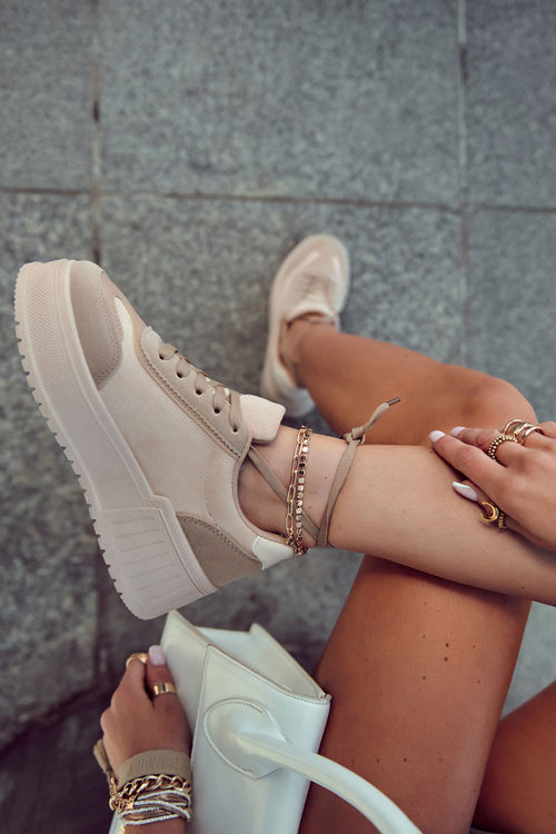 Buty Sportowe Damskie Zamsz Beżowe Segurro