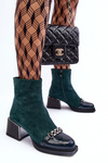Suede Boots On Massive Block SBarski MR870-70 Green
