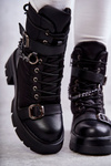Women's Snow Boots With Chain GOE KK2N4018 Black