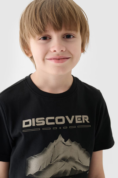 T-Shirt With Print For Boy 4F Black 4FJWAW24TTSHM1553-20S