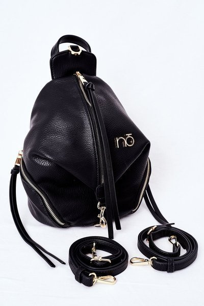 Women's Leather Backpack Purse 2in1 NOBO K3190 Black